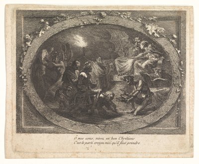 Voltaire saapui helvettiin tekijältä Gabriel Jacques de Saint Aubin (school of)