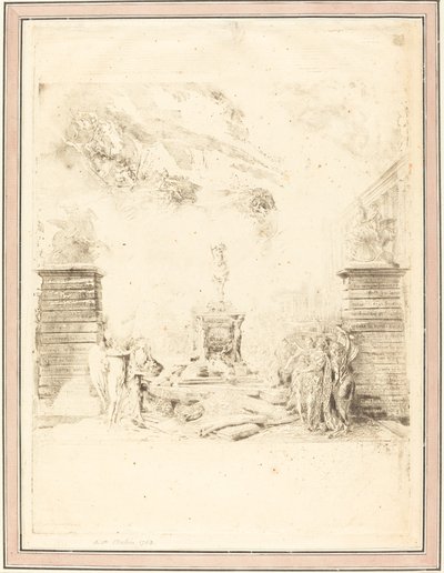 Allegoria Ludvig XV:n patsaan pystyttämisestä (Allegoria alunperin perustamisesta tekijältä Gabriel Jacques de Saint Aubin