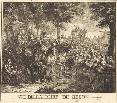 Näkymä Bezonsin messuille tekijältä Gabriel Jacques de Saint Aubin