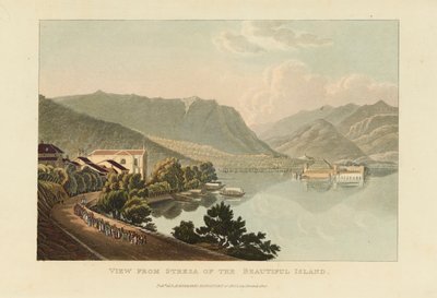 Näkymä Stresasta kauniille Isola Bella -saarelle, Maggiore-järvelle, ennen vuotta 1820. tekijältä Gabriel Ludwig Lory