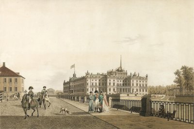 Näkymä Mihailovskin palatsille, 1804 tekijältä Gabriel Ludwig Lory the Elder