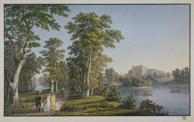 Näkymä Gatchinan palatsille puistosta, 1753 tekijältä Gabriel Ludwig Lory the Elder