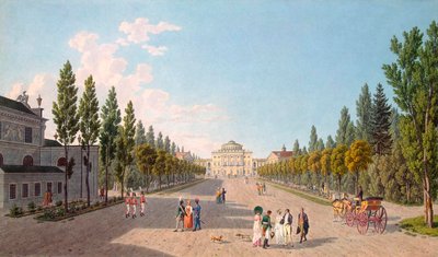 Näkymä Pavlovskin palatsille puistosta, 1808. tekijältä Gabriel Ludwig Lory the Elder