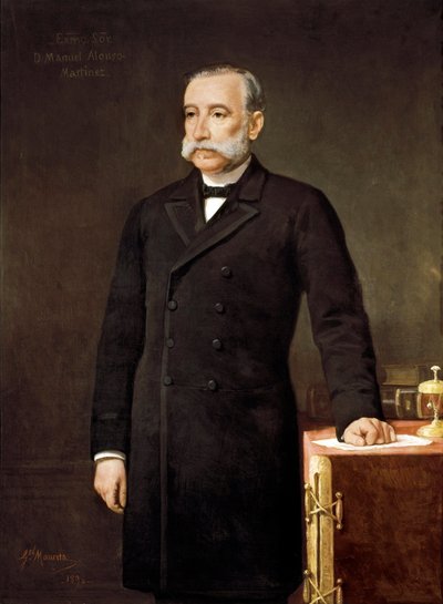 Manuel ALONSO MARTINEZin (1827-1891) muotokuva, espanjalainen lakimies ja Madridin liberaalipuolueen poliitikko, edustajakokous.   Gabriel Mauretan maalaus (1800-luku). tekijältä Gabriel Maureta Aracil