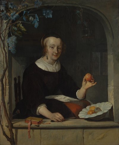 Ikkunalla istuva nainen, 1660-luvun alku. tekijältä Gabriel Metsu