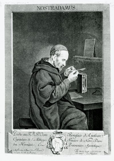 Muotokuva Michel Nostradamuksesta (1503-66), kaiverrus Christian von Mechel (1737-1817) 1762 tekijältä Gabriel Metsu