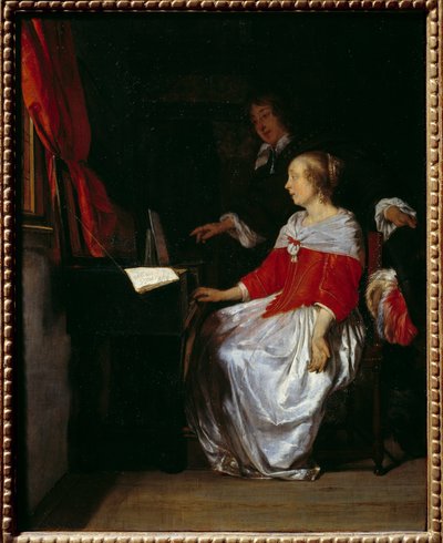Virginalin luento. Gabriel Metsun (1629-1667) maalaus, mm. holl. tekijältä Gabriel Metsu