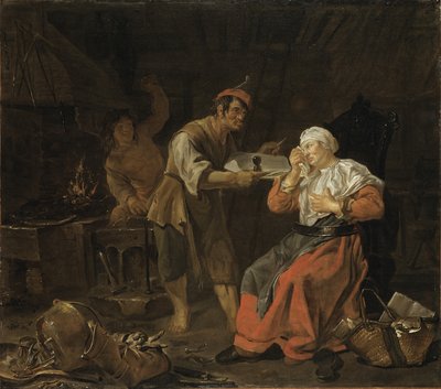 Itkevä nainen sepän pajassa, n. 1650 tekijältä Gabriel Metsu