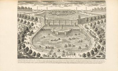 Marlyn puutarhan ääripää, Charles-Antoine Jombertin teoksesta Les Delices de Versailles et des Maisons Royales, 1766 tekijältä Gabriel Perelle