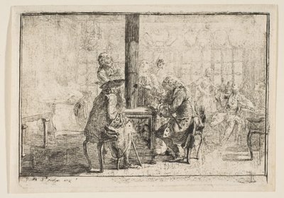 Nouvellistes, 1752. tekijältä Gabriel de Saint Aubin