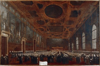 Venetsian dogen ensimmäinen yleisö ennen suurneuvostoa (öljy kankaalle tekijältä Gabriele Bella