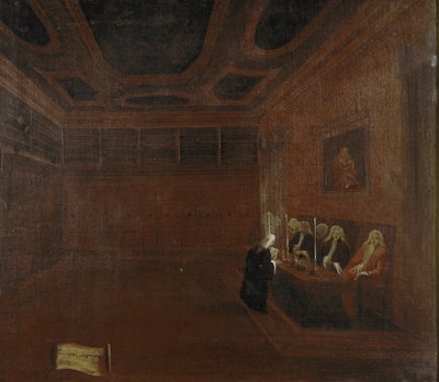 Neljänkymmenen korkein oikeus tai neljänkymmenen neuvosto, yksityiskohta (Venetsia, Quarantian korkein oikeus. Yksityiskohta) - Gabriele Bellan (n. 1730-1799) maalaus. Venetsia, Querini Stampalia Foundation tekijältä Gabriele Bella