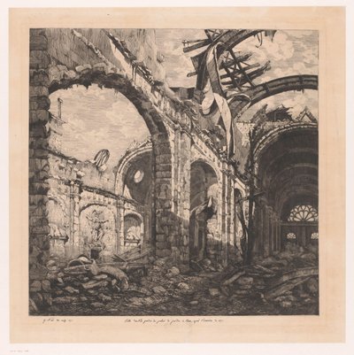 Ruïne van de Salle des Pas Perdus a París na de marca van 1871 Salle des pas perdus del Palau de Justícia de París després de l