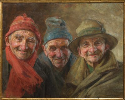 Kolme ystävää 1917 (öljy kankaalle) tekijältä Gaetano Bellei