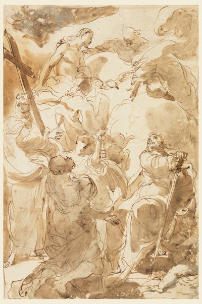Piirros, Kolminaisuus ja apostolit, Pietari ja Paavali, 1770-80. tekijältä Gaetano Gandolfi