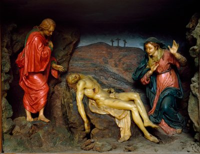 Valituslaulu Gaetano Giulio Zumbon koulun veistoksellinen ryhmä Kristuksen kuolemasta. 1700-luvun loppu - 1700-luvun alku. Firenze, Museo Nazionale del Bargello tekijältä Gaetano Giulio Zumbo