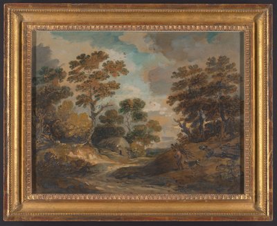 Landschaft: Mann mit Reisigbündeln tekijältä Gainsborough Dupont