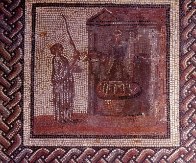 Gallo Roman Art: mosaiikkipäällyste, joka edustaa maalaismaista kalenteria. Työssä on hiomalaikka. 2. vuosisadan loppu, 3. vuosisadan alku JC:n jälkeen. Saint-Romain-en-Galista (Rhône). Saint Germain en Laye, kansallinen arkeologinen museo tekijältä Gallo Roman
