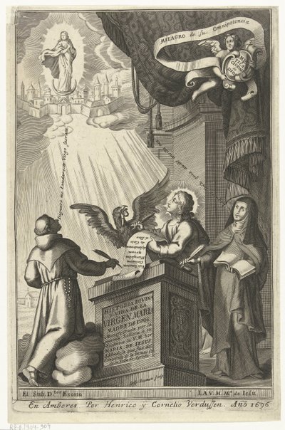 Neitsyt Maria on tempattu taivasten valtakuntaan Historia divina y vida de la Virgen maria (otsikko esineessä) tekijältä Gaspar Bouttats