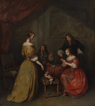 Korttijuhlat, n. 1665. tekijältä Gaspar Netscher