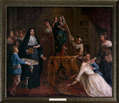Espanjan arkkiherttuatar Isabella, joka luovuttaa jalokivinsä Hallen Pyhän Martin basilikaan tekijältä Gaspar De Crayer