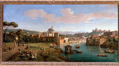 Näkymä Veronasta ja Adige-joen rannoilta - Maalaus, 1600-1700-luvun loppu tekijältä Gaspar van Wittel