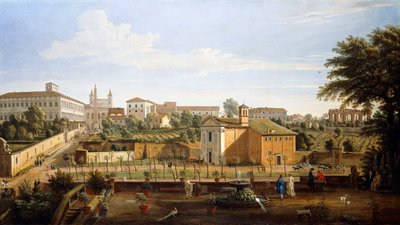 SS:n kirkko. Marcellino ja Pietro, Vigna Ciccolini, tekijältä Gaspar van Wittel