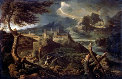 Maisema salaman kanssa, 1660-luku tekijältä Gaspard Dughet