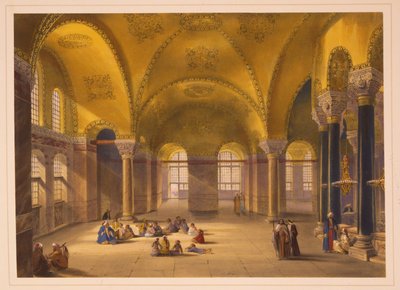 Ayasofya-moskeijan, entisen Hagia Sofian kirkon, gynaeceumin sisätilat. tekijältä Gaspard Fossati
