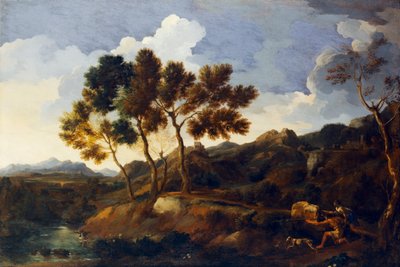 Maisema urheilijoiden kanssa n. 1636-1639 (öljy kankaalle) tekijältä Gaspard Poussin Dughet