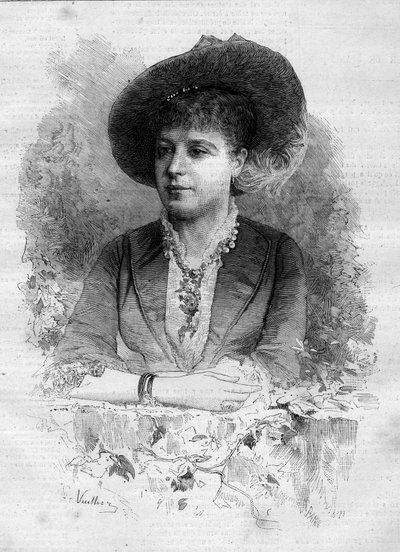 Rosita Maurin (1849-1923), espanjalaisen klassisen tanssijan muotokuva. Vuillierin kaiverrus "" Le Monde Illustré" -julkaisussa nro 1237, 11. joulukuuta 1880. tekijältä Gaston Vuillier