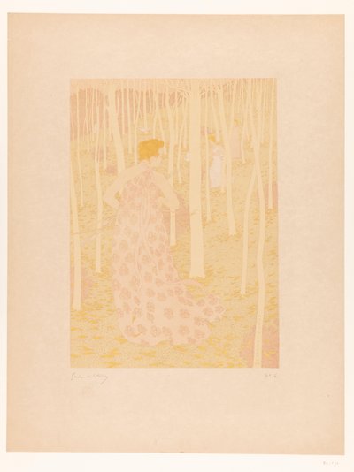 Naiset metsässä metsästämässä Chasseressit (alkuperäinen nimi) tekijältä Gaston de Latenay (signed by artist)