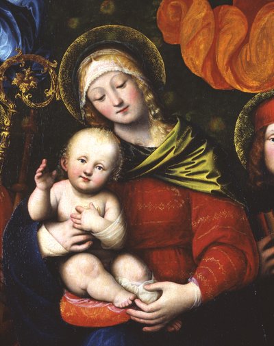 Madonna ja lapsi, yksityiskohta numerosta 3498630, 1516 (paneeli) tekijältä Gaudenzio Ferrari