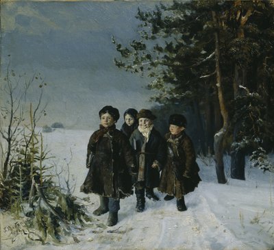 Paluu koulusta, 1884 tekijältä Gavriil Fyodorovich Rybakov