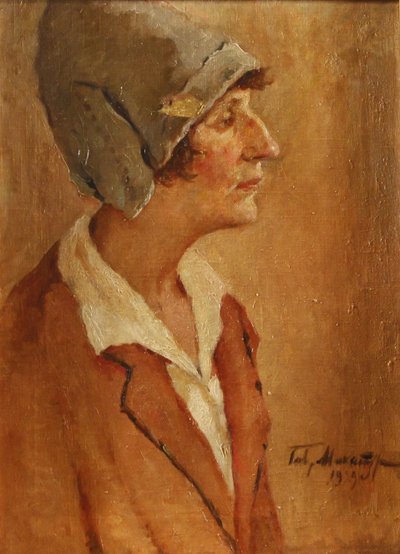 Runoilija Anna Akhmatovan muotokuva 1889-1966, 1929 tekijältä Gavriil Petrovich Makaturin