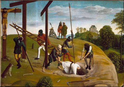 Valitus Kristuksen kuolemasta. Yksityiskohta ristin laskeutumisesta. (Maalaus tekijältä Geertgen Tot sint Jans