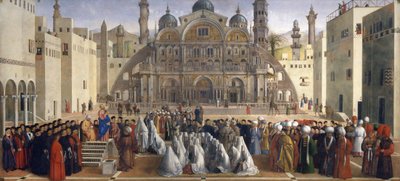 Pyhä Markus saarnaa Aleksandriassa Egyptissä tekijältä Gentile and Giovanni Bellini