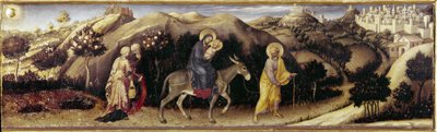 Adoration of the Magi -alttaritaulu: Lento Egyptiin - keskuspaneeli (öljy paneelille tekijältä Gentile da Fabriano