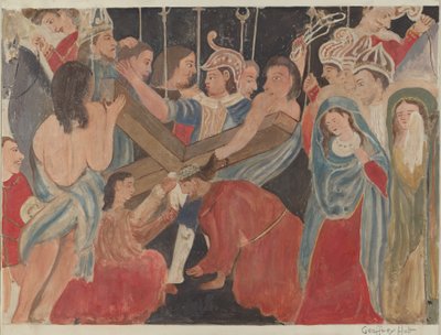Ristin asema nro 6: Veronica RendersService to Jesus, n. 1936. tekijältä Geoffrey Holt