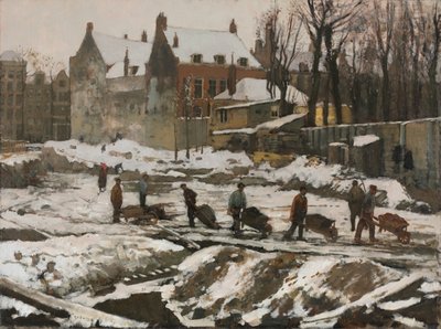 Rakennustyömaa Amsterdamissa, noin 1902 (öljy kankaalle) tekijältä Georg Hendrik Breitner