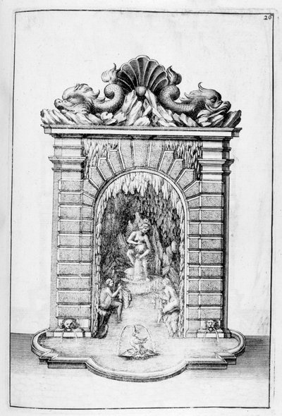 Suihkulähteen suunnittelu, 1664 tekijältä Georg Andreas Bockler