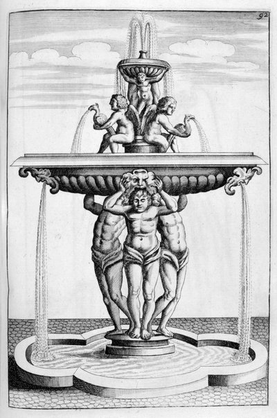 Suihkulähteen suunnittelu, 1664 tekijältä Georg Andreas Bockler
