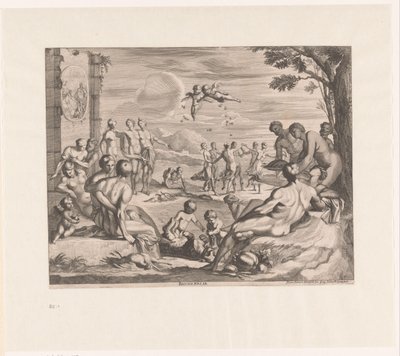 Bakkanaalit Bacchanalia (otsikko esineessä) tekijältä Georg Andreas Wolfgang