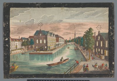 Näkymä De Geerin varastosta Delftissä Prospect des Zeug-Hausses, innerhalb der Stadt Delft (otsikko esineessä) tekijältä Georg Balthasar Probst (possibly)