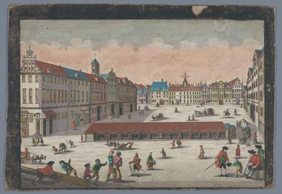 Näkymä Wroclawin suolaaukiolle etelästä katsottuna Der Saltz Ring, oder Plaz in Breslau gegen Mittag anzusehen (otsikko esineessä) tekijältä Georg Balthasar Probst (possibly)