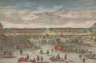 Näkymä Versaillesin palatsin tallille tekijältä Georg Balthasar Probst