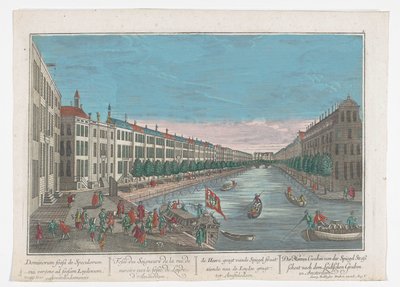 Näkymä Herengrachtille Amsterdamissa Spiegel Strassen Herren Graben näyttää kohti Leidischer Grabenia Amsterdamissa (otsikko esineessä) Amsterdam (sarjan nimi) tekijältä Georg Balthasar Probst
