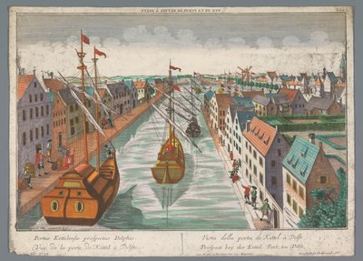 Näkymä kanavalle Ketelpoortin läheisyydessä Delftissä Prospect bey der Kettel Port, zu Delft (otsikko esineessä) Delft (sarjan nimi) tekijältä Georg Balthasar Probst