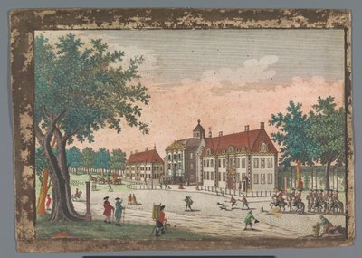 Näkymä Huis ten Bosch -palatsille Haagissa Gesicht des Lust-Hausses Orange Hall (otsikko esineessä) Haag (sarjan nimi) tekijältä Georg Balthasar Probst