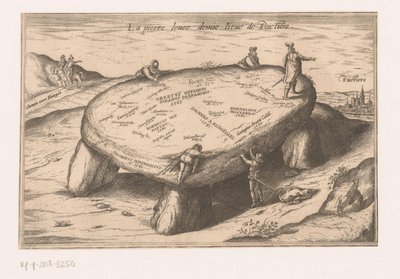 Näkymä Pierre Levéelle lähellä Poitiersia La pierre levee demie lieue de Poictiers (otsikko esineessä) tekijältä Georg Braun (possibly)